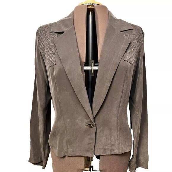 Wild Rose. Sz 14. Lightweight Green Rayon Suede Cloth Jacket. Embroidered. GB - Picture 1 of 7